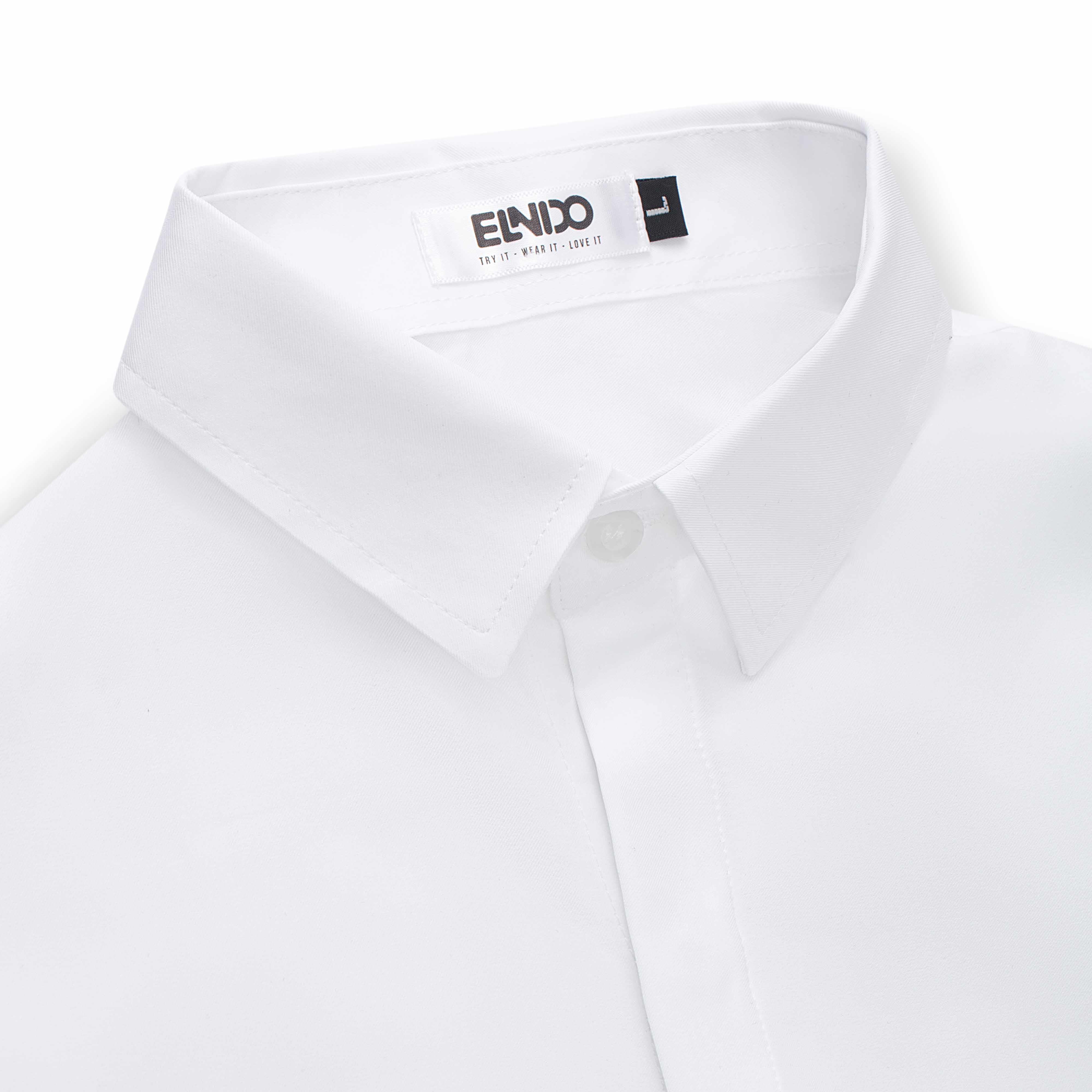 Áo sơ mi dài tay giấu cúc Unisex Basic