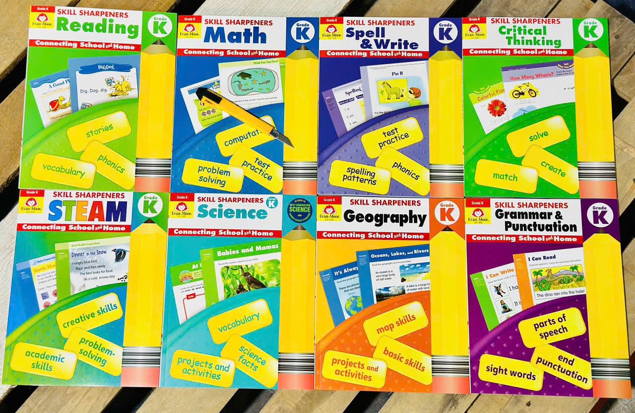 Skill Sharpeners - Grade K - 8 quyển - Evan Moor - Cho bé 4-5 tuổi