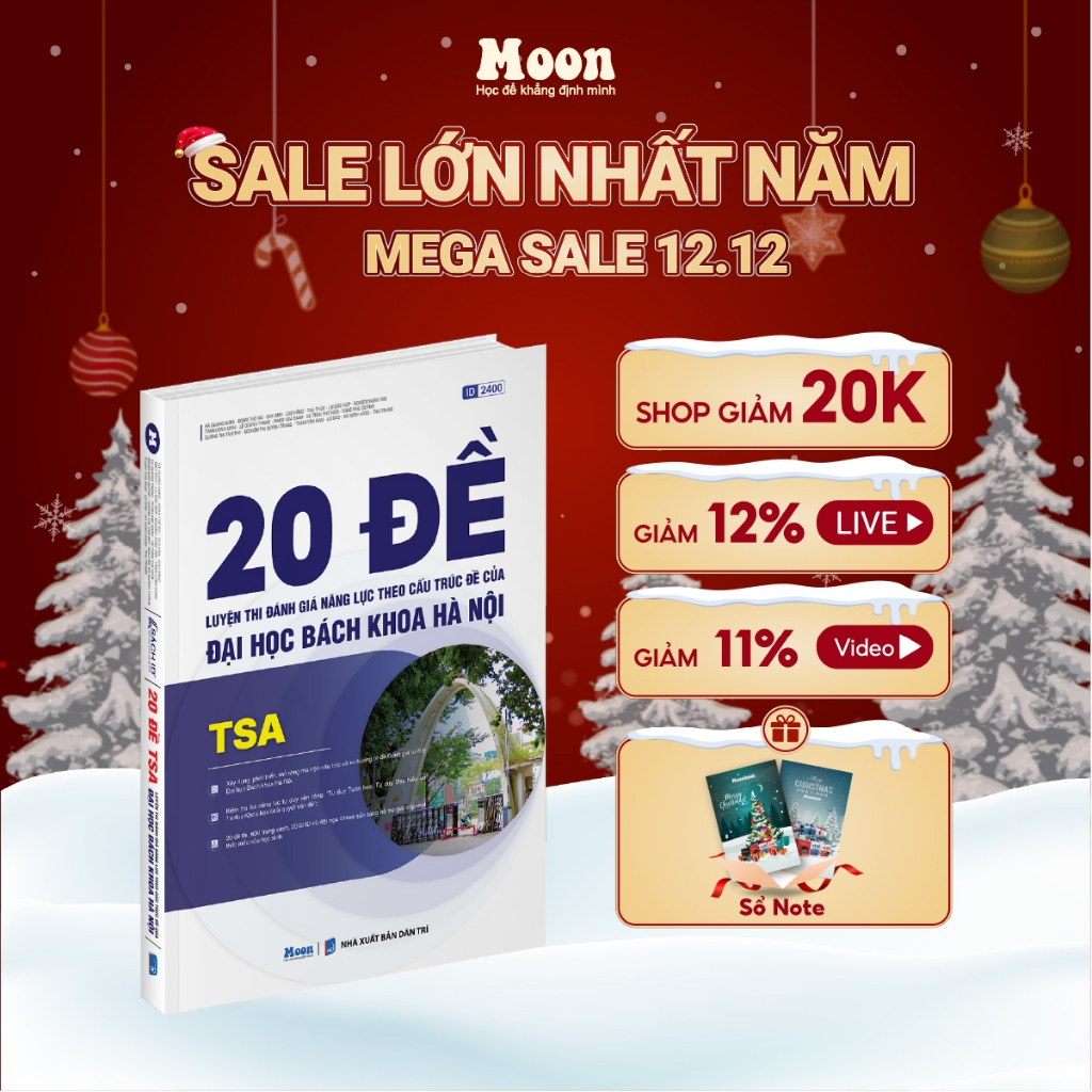 Sách 20 đề luyện thi Đánh giá năng lực theo cấu trúc đề của ĐH Bách Khoa Hà Nội