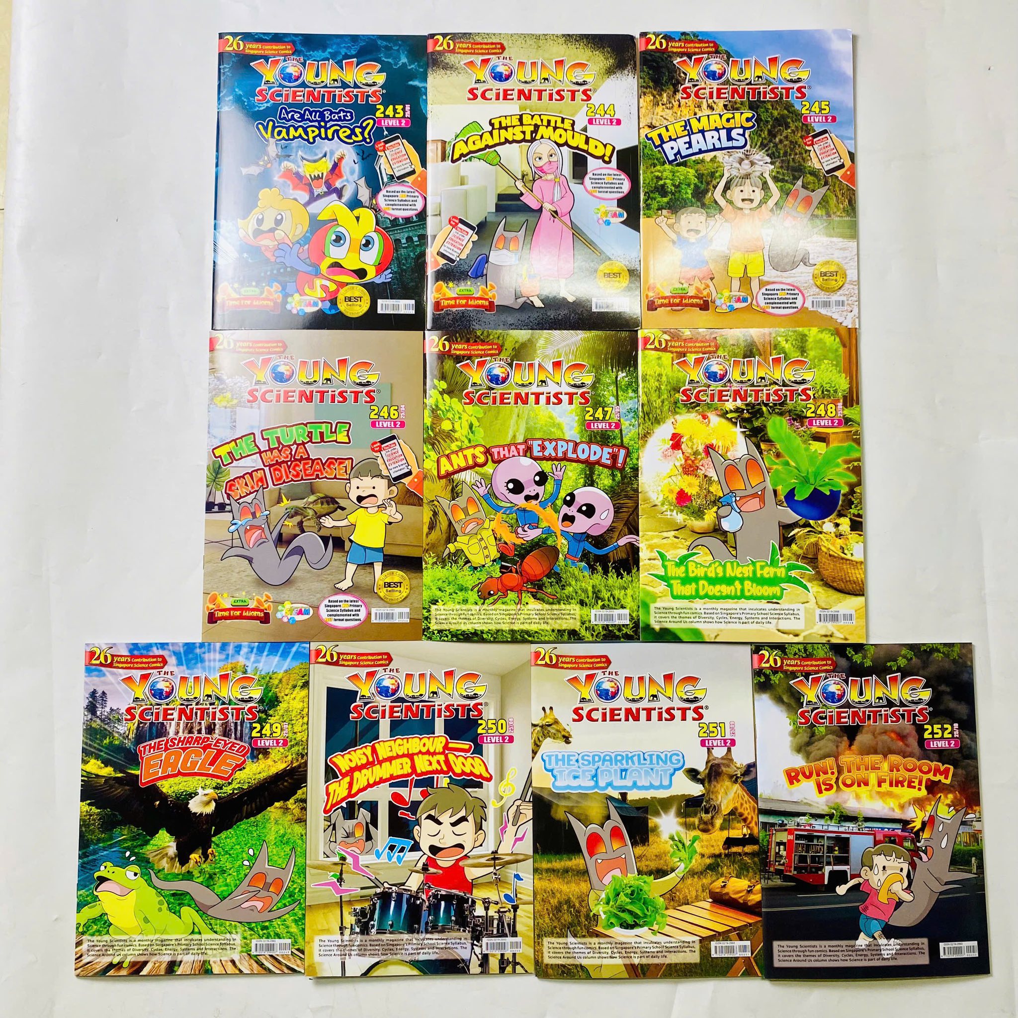 The young scientists 2025 -  4 Boxset tạp chí khoa học tiếng Anh theo chuẩn Singapore MOE (Level 1–4)