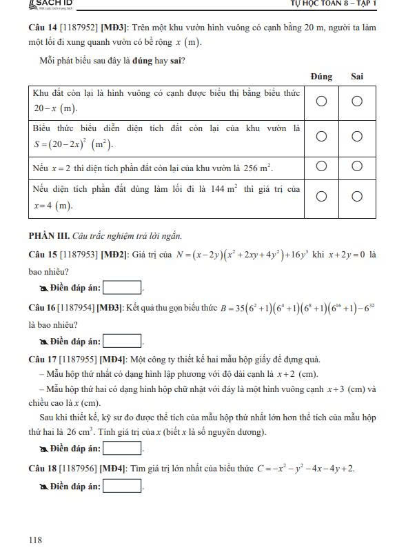 Tự học Toán 8 - Tập 1