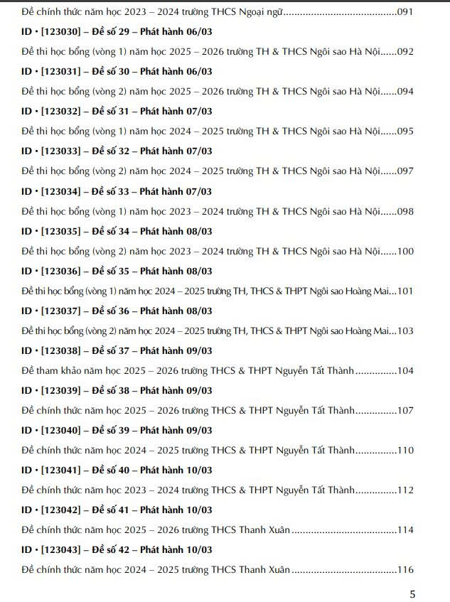 Tuyển chọn 180+ đề thi vào lớp 6 môn Toán các trường THCS trên toàn quốc