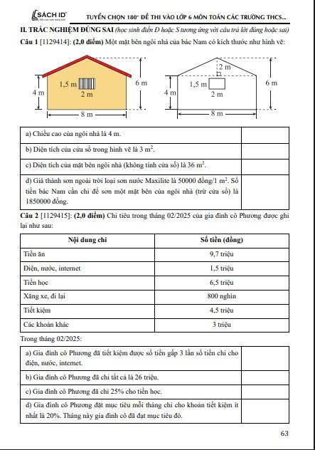 Tuyển chọn 180+ đề thi vào lớp 6 môn Toán các trường THCS trên toàn quốc