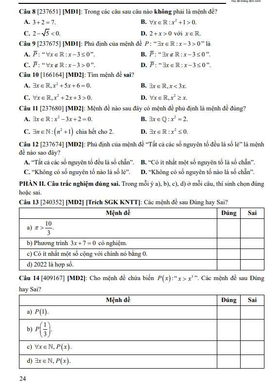 Tự học Toán 10 Tập 1