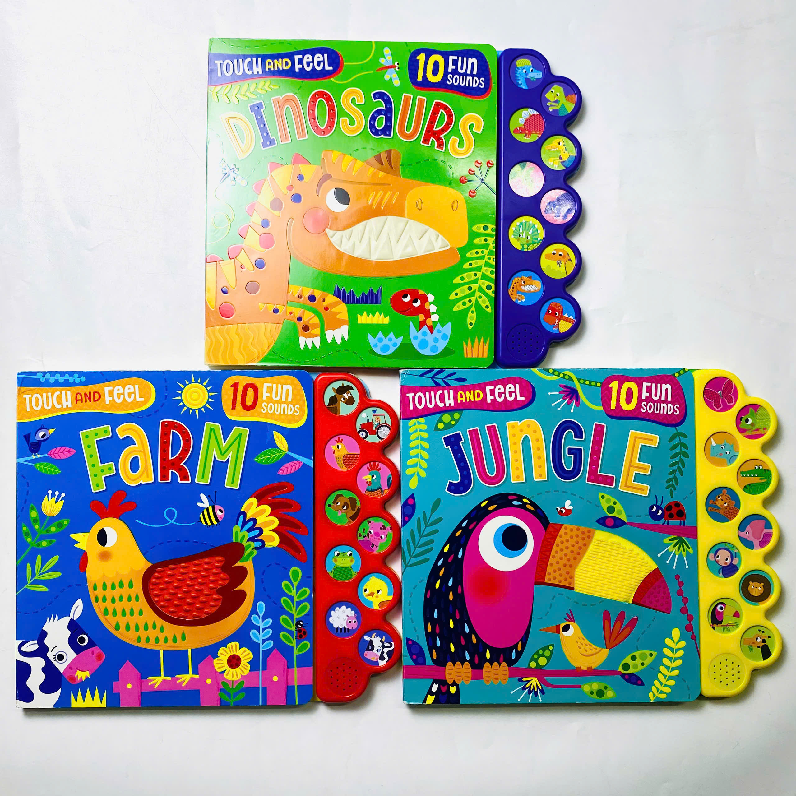 Touch and Feel Sound Book – Bộ sách âm thanh cảm ứng 3 chủ đề cực hot.