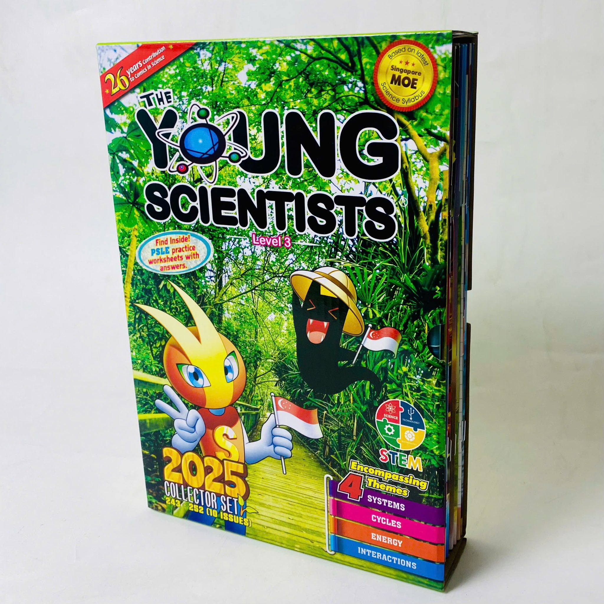 The young scientists 2025 -  4 Boxset tạp chí khoa học tiếng Anh theo chuẩn Singapore MOE (Level 1–4)