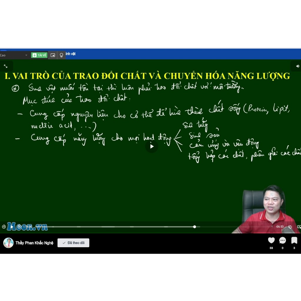 Tự học Sinh học 11 Tập 1