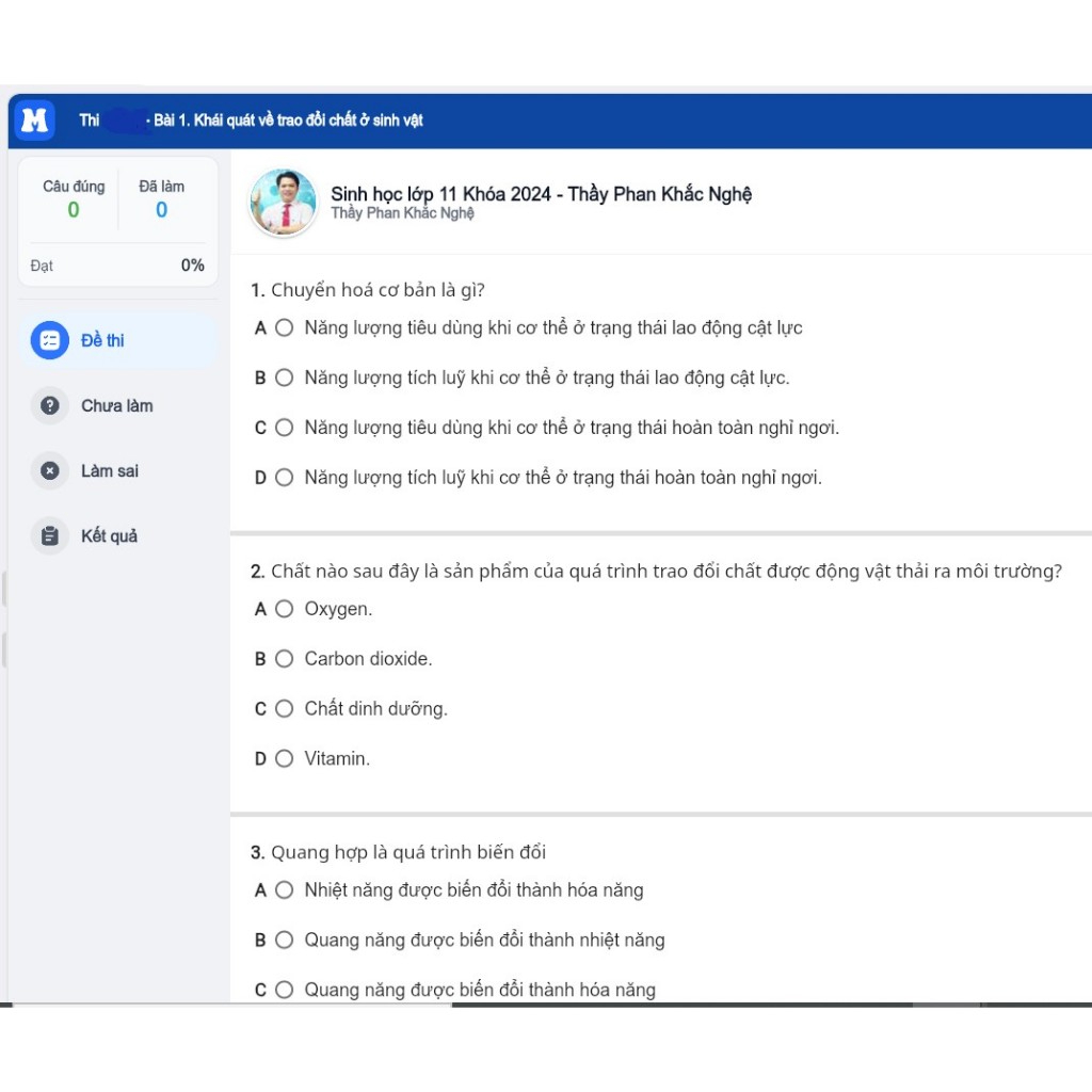 Tự học Sinh học lớp 11 Tập 2