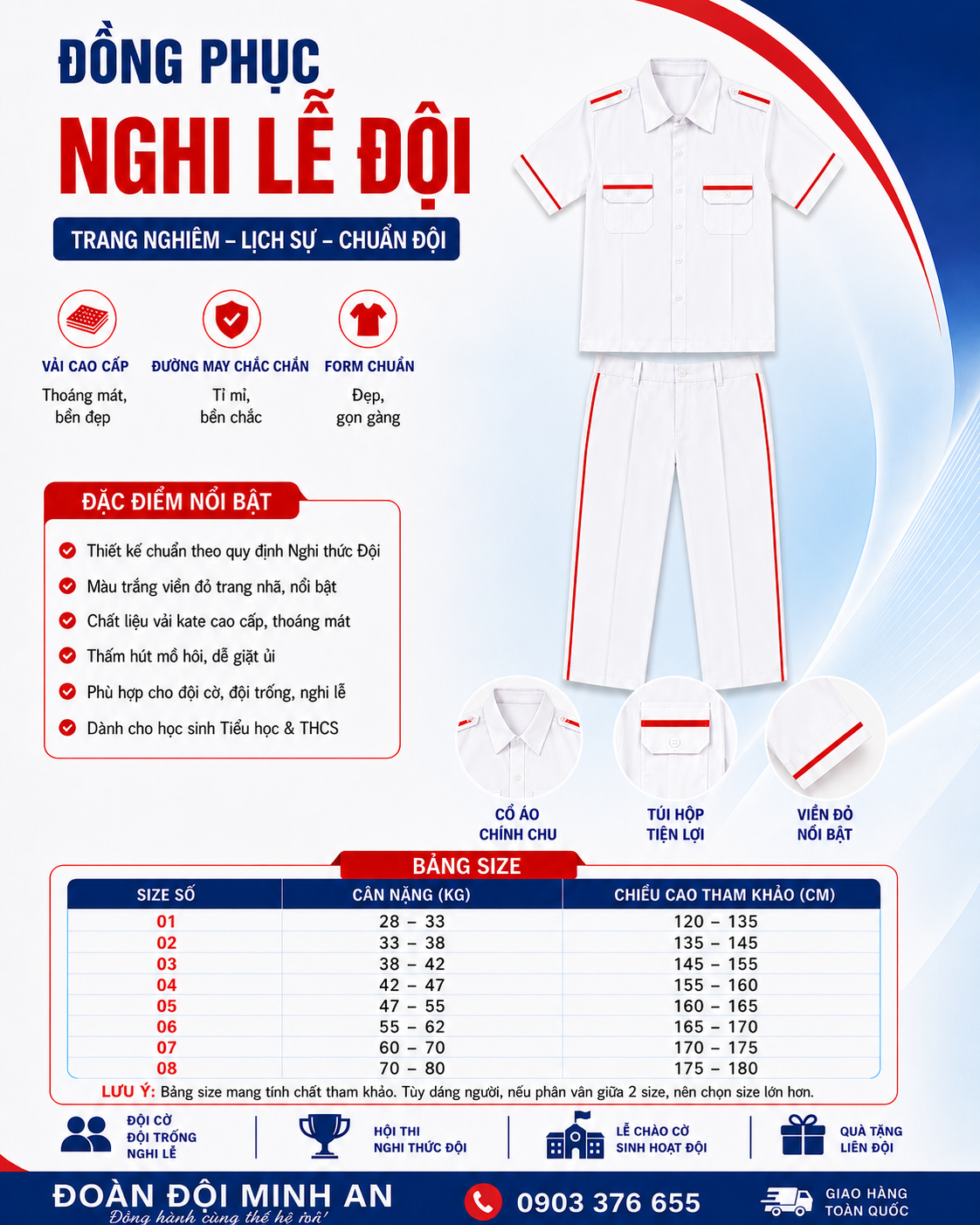 ĐỒNG PHỤC NGHI LỄ ĐỘI- BỘ DÀI CỌC