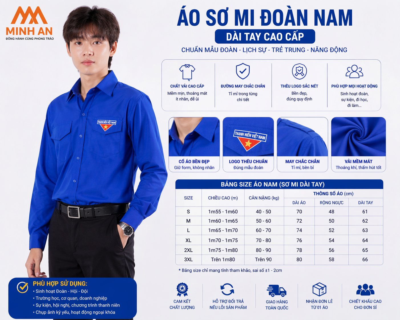 Áo Đồng Phục Đoàn Nam Nữ Chính Quy