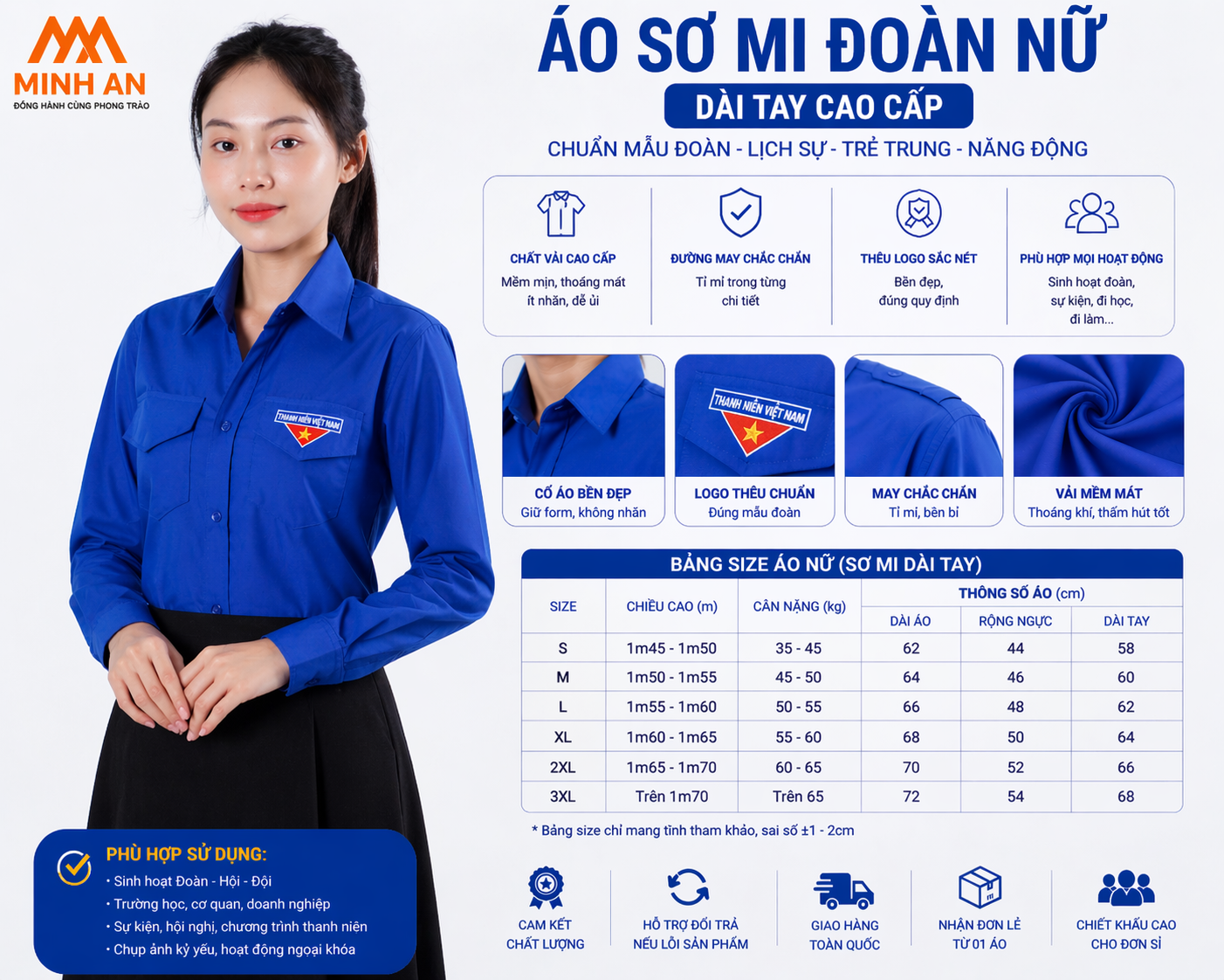 Áo Đồng Phục Đoàn Nam Nữ Chính Quy