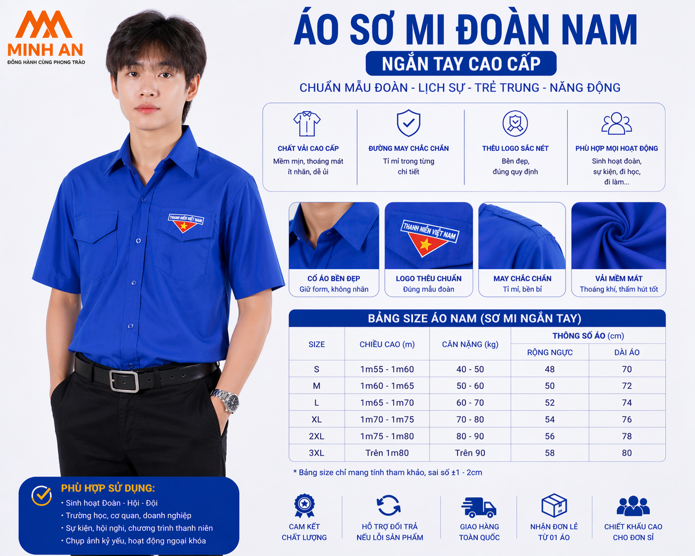 Áo Đồng Phục Đoàn Nam Nữ Chính Quy