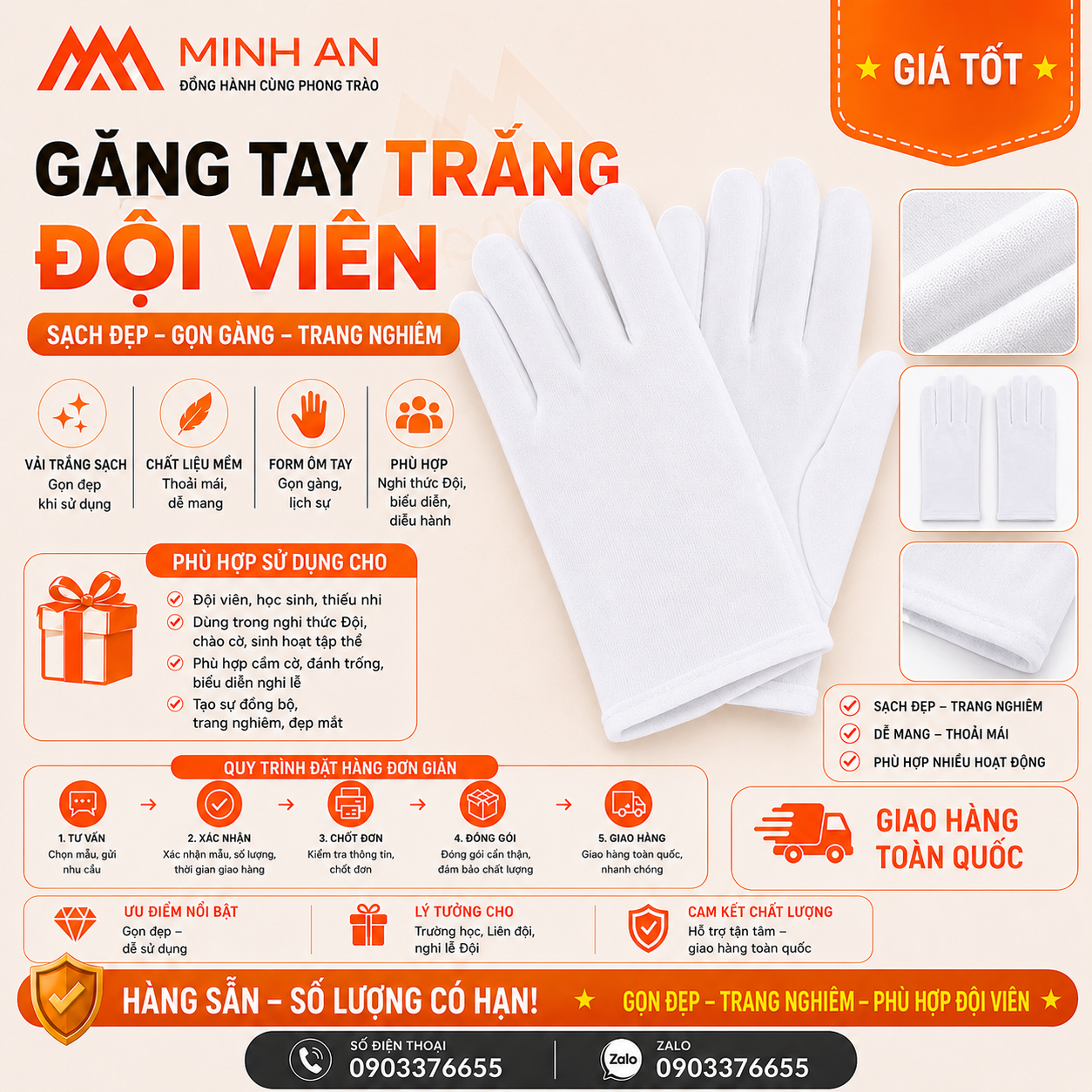 GĂNG TAY TRẮNG ĐỘI VIÊN
