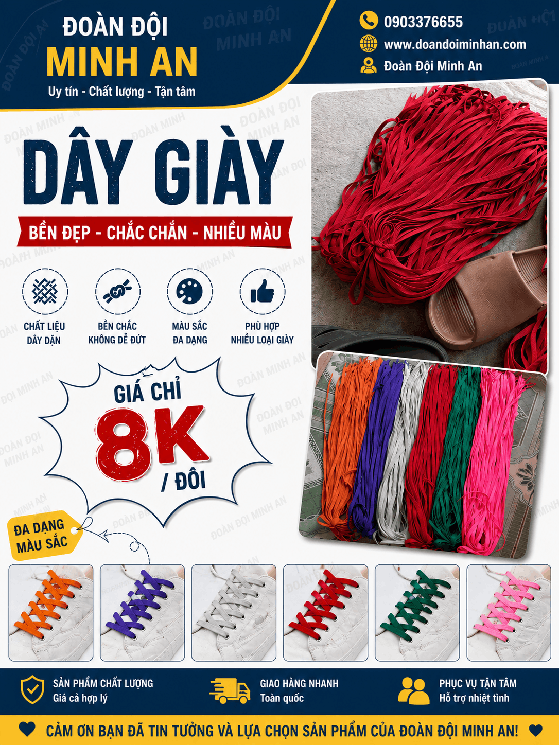 DÂY BUỘC GIÀY NHIỀU MÀU