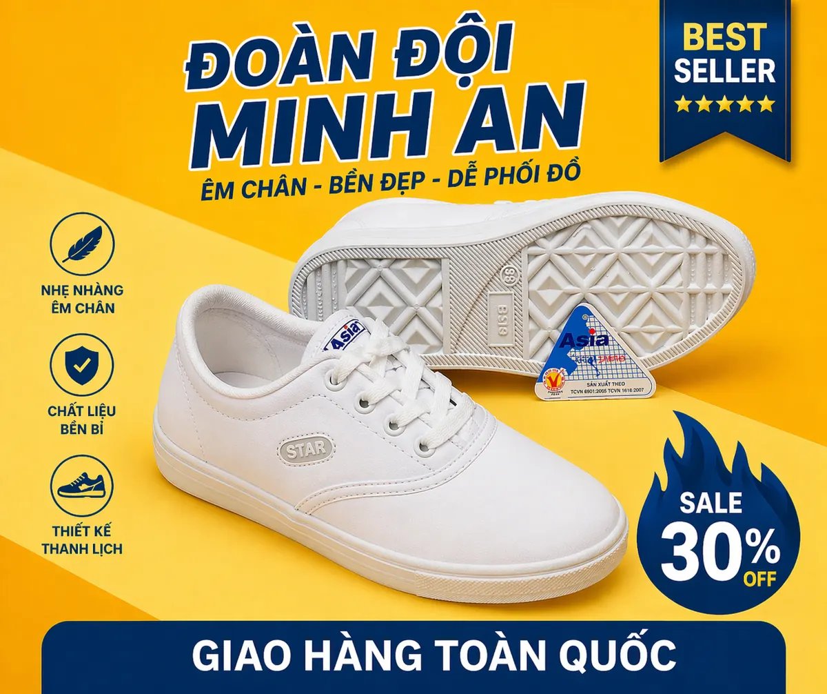 👟 GIÀY TRẮNG HỌC SINH – CHUẨN NGHI THỨC ĐỘI