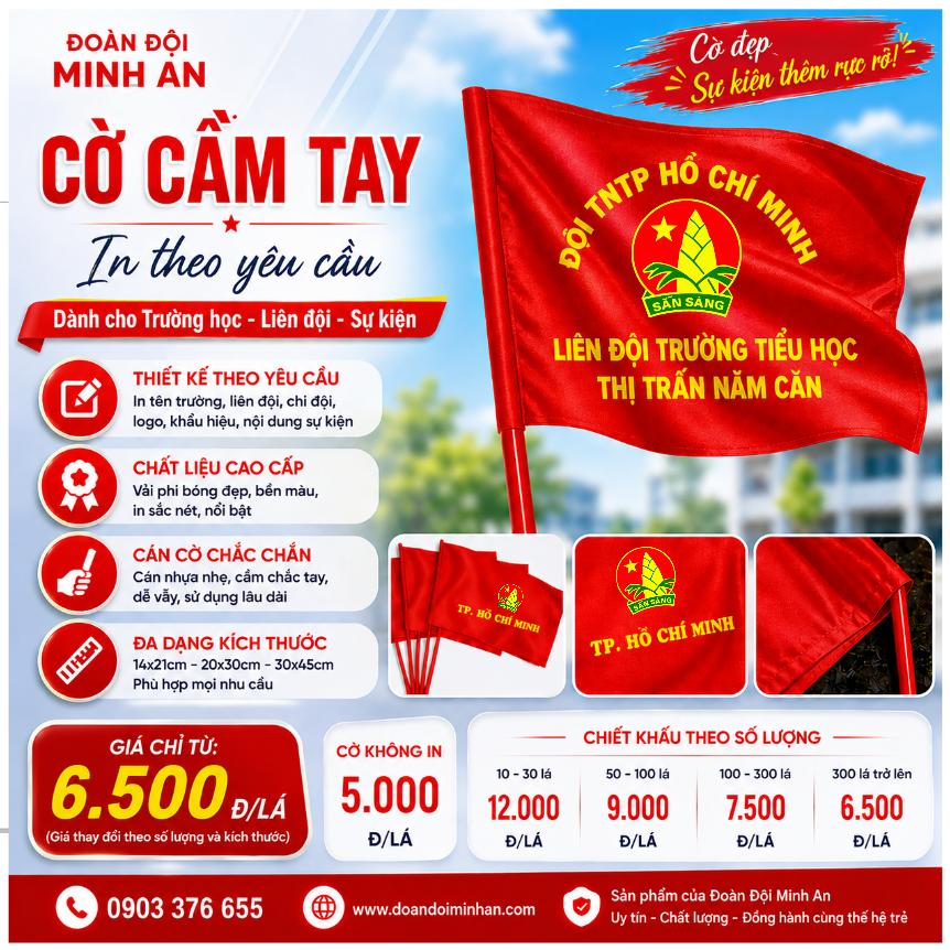 🚩 CỜ CẦM TAY IN THEO YÊU CẦU