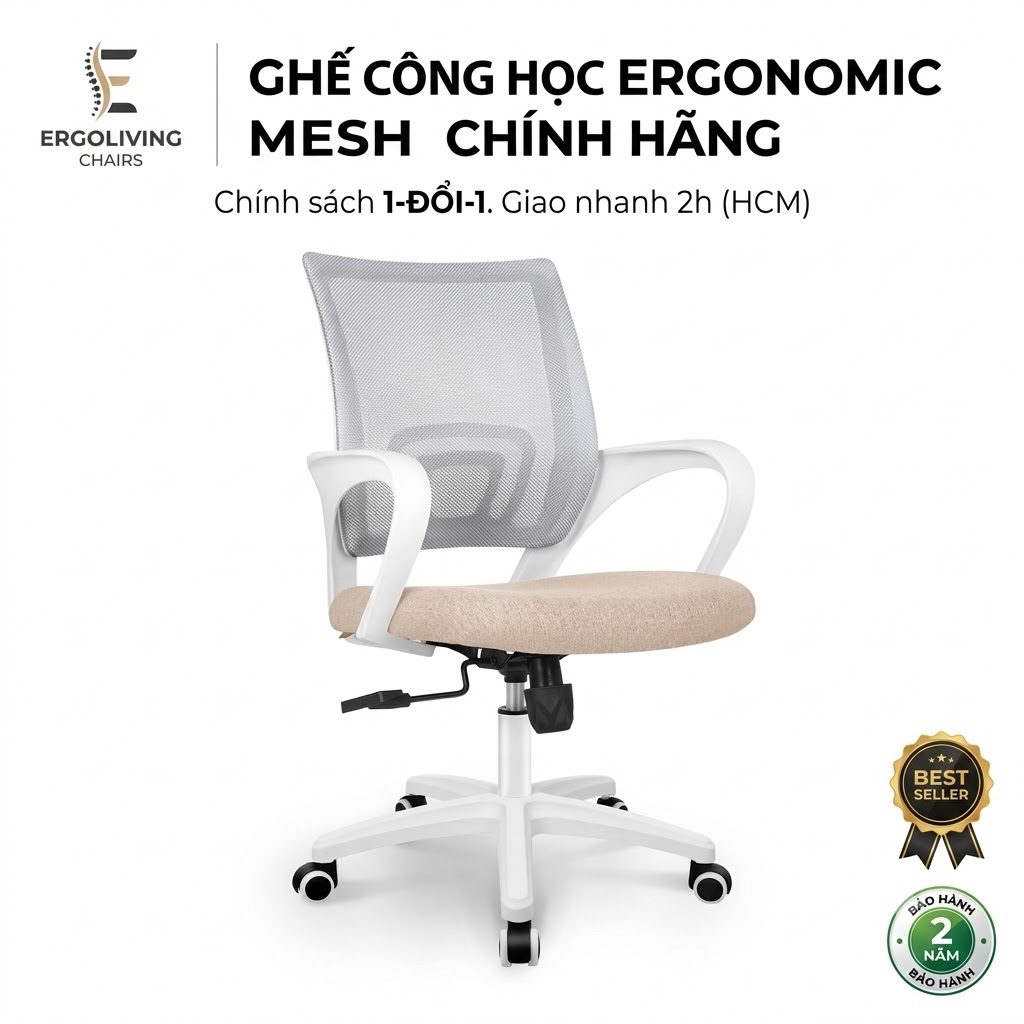 Top 1 Ghế Lưới Công Thái Học Bán Chạy Nhất: Ghế Văn Phòng CPS Chân Xoay