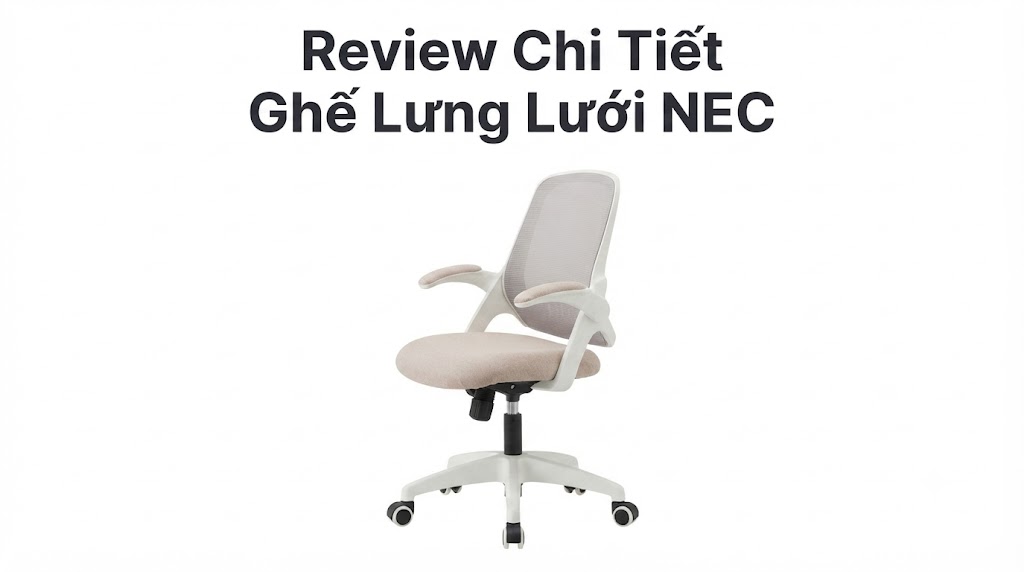 Review Chi Tiết Ghế Xoay Văn Phòng Lưng Lưới NEC Beige: Sang Trọng, Chịu Lực 