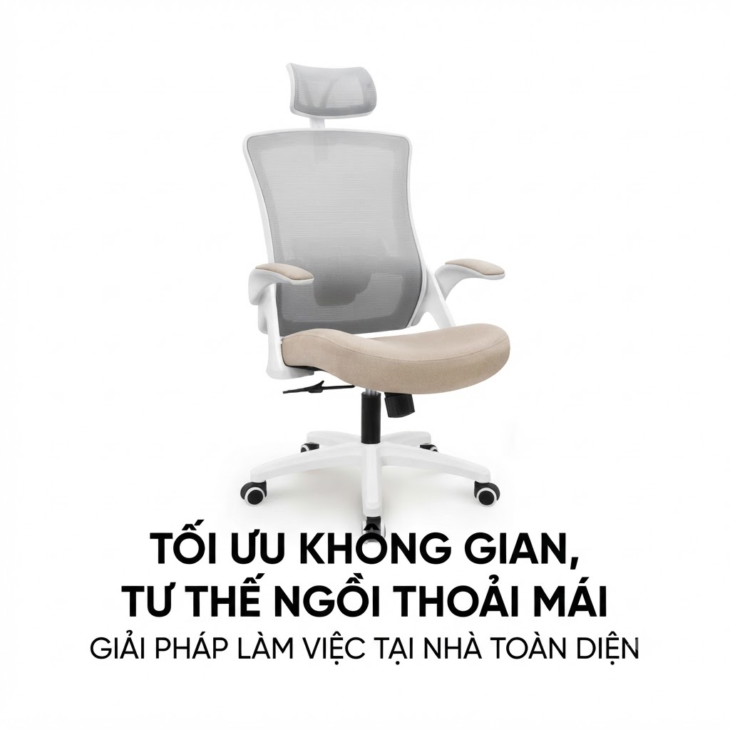 [Tối Ưu Không Gian & Tư Thế Ngồi Thoải Mái]: Trải Nghiệm Hoàn Hảo Cùng Ghế Công Thái Học DBS-H Beige