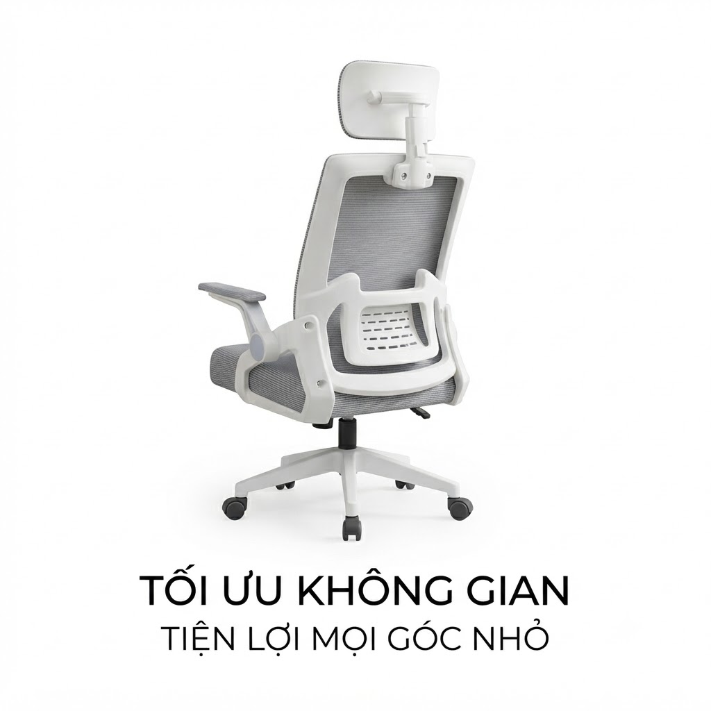 [Giải Pháp Tối Ưu Không Gian Nhỏ]: Review Ghế Xoay Văn Phòng Model 588 Grey Tiết Kiệm Diện Tích