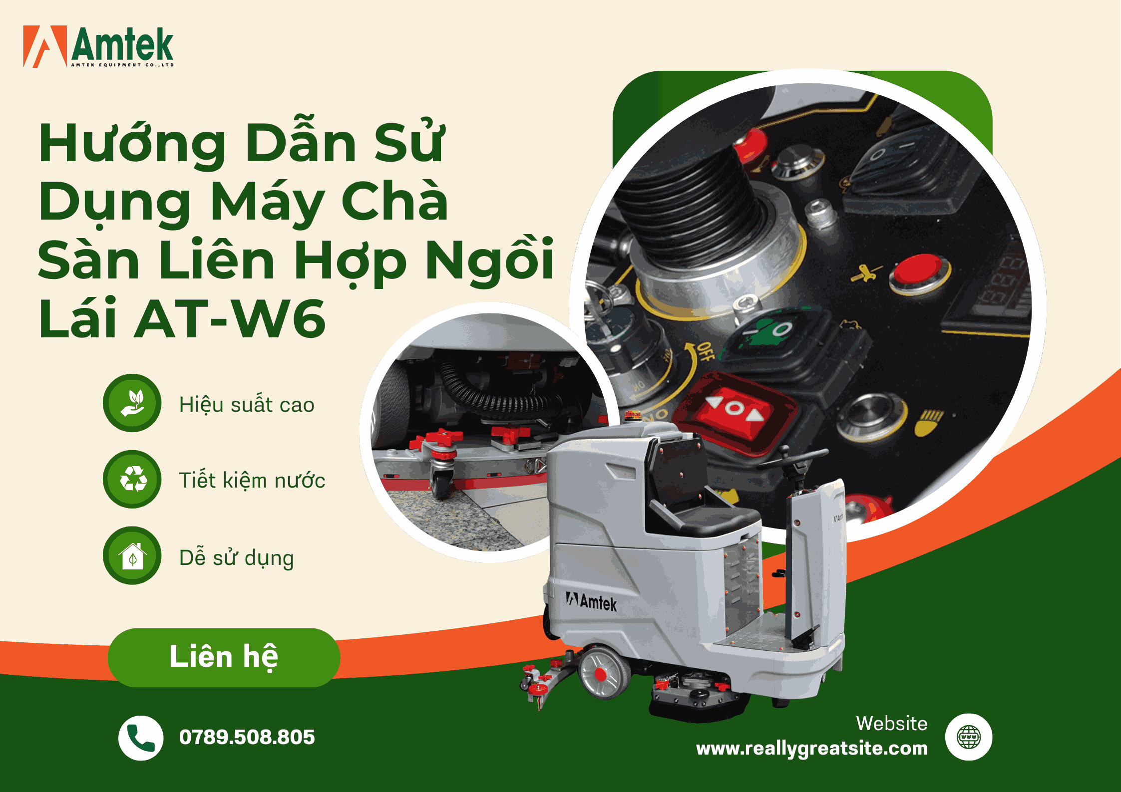Hướng Dẫn Sử Dụng Máy Chà Sàn Liên Hợp Ngồi Lái AT-W6 Hiệu Quả Và An Toàn Nhất