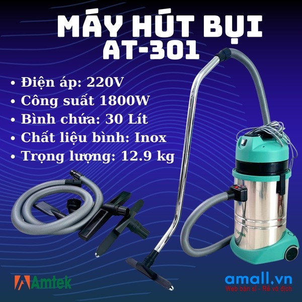 Tổng quan và hướng dẫn sử dụng máy hút bụi công nghiệp khô và ướt Amtek AT-301