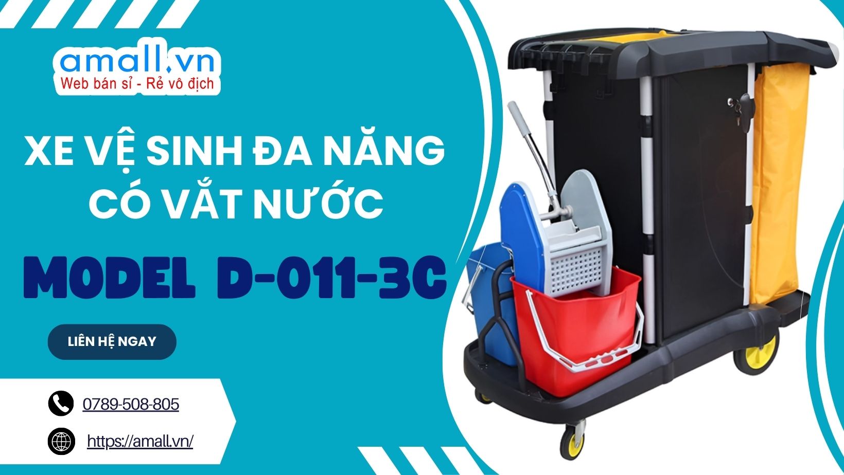 Xe Vệ Sinh Đa Năng Có Vắt Nước Model D-011-3C - Thiết Bị Hỗ Trợ Vệ Sinh Hiệu Quả Cho Khách Sạn, Bệnh Viện