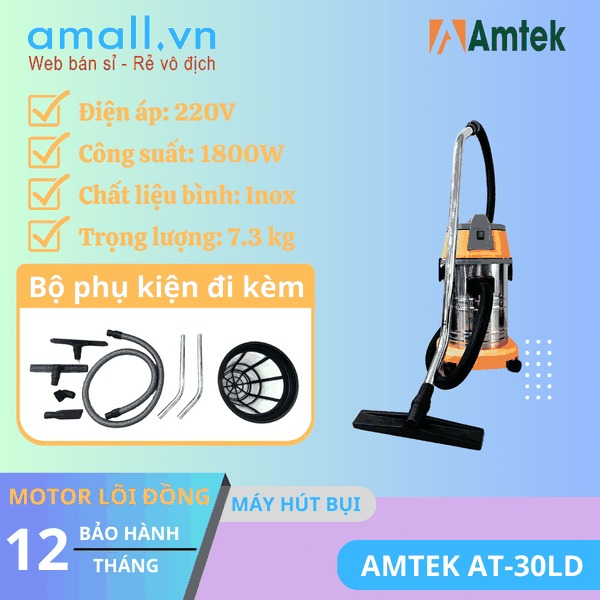 Chi tiết máy hút bụi khô ướt Model: AT-30LD hiệu Amtek