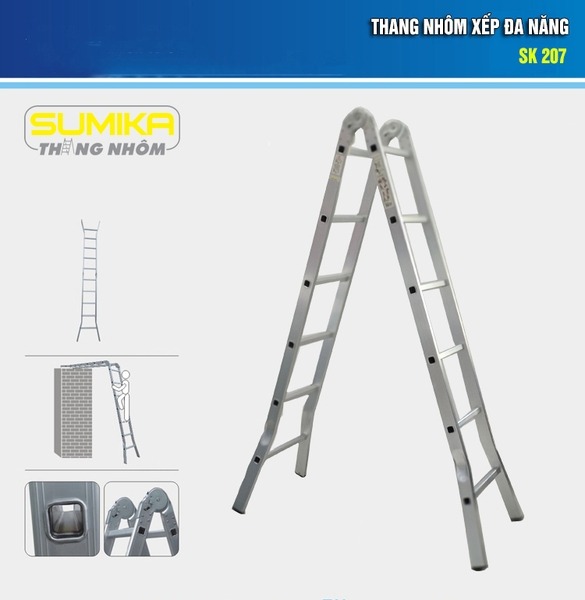 Thang nhôm gấp chữ A SUMIKA SK207 chữ A cao 2.0m