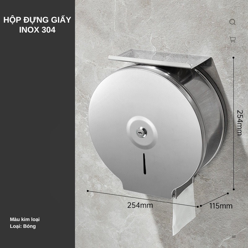 Hộp đựng giấy vệ sinh cuộn lớn bằng inox Interhasa HSD-E118