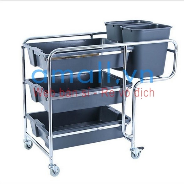 Xe đẩy phục vụ nhà hàng thu gom chén dĩa AF08168