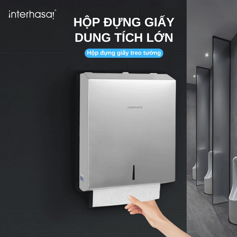 Hộp đựng giấy lau tay treo tường inox Interhasa HSD-228