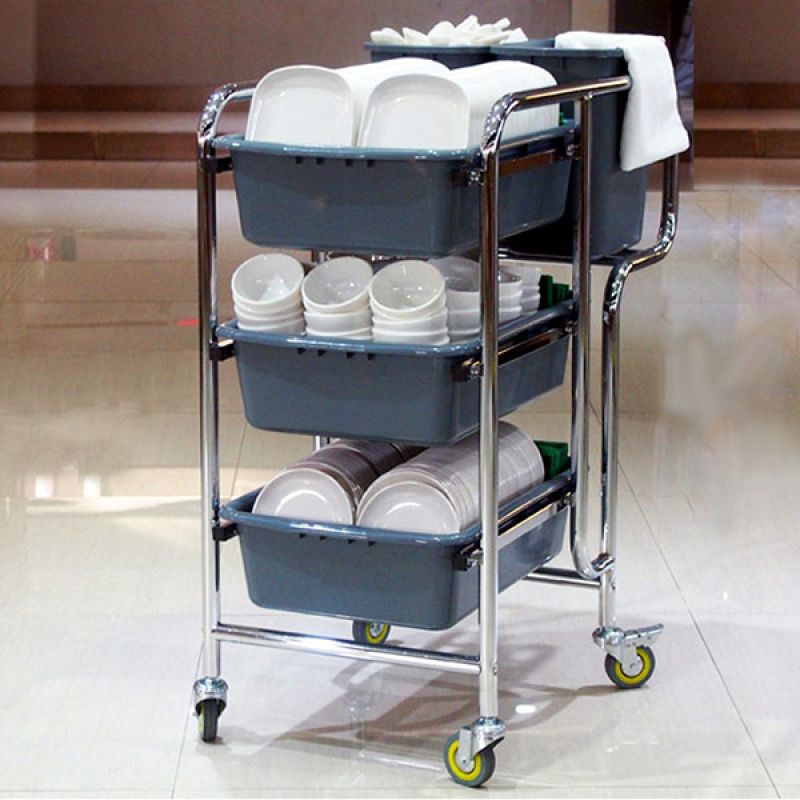 Xe Dọn Bàn 3 Tầng Khung Inox 77