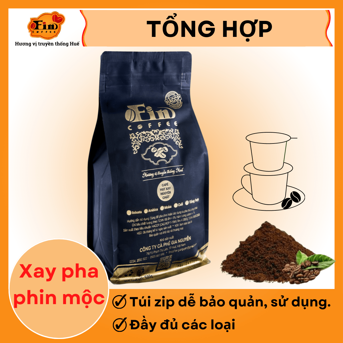 CÀ PHÊ TỔNG HỢP (ROBUSTA+ ARABICA+ MOKA)- RANG MỘC NGUYÊN CHẤT