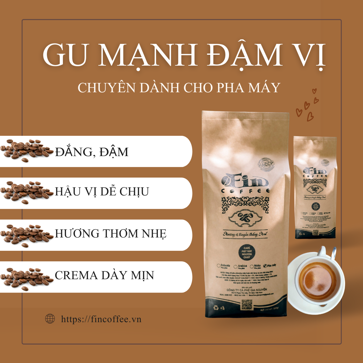CÀ PHÊ PHA MÁY ESPRESSO GU MẠNH, ĐẬM VỊ, THƠM NHẸ