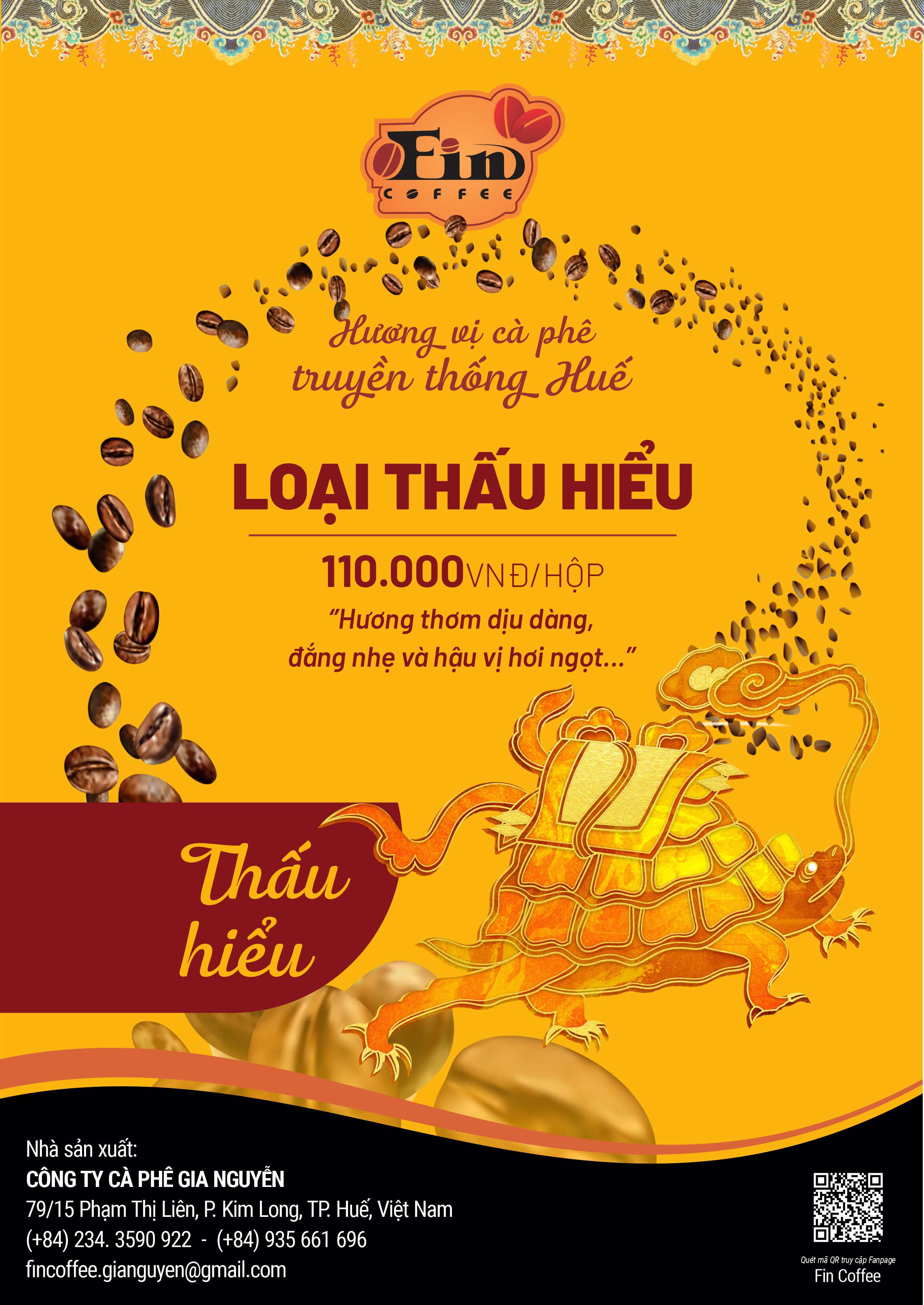 Quà tặng cà phê đặc sản Huế- Tứ Linh Thấu Hiểu, cà phê pha phin gu nhẹ.
