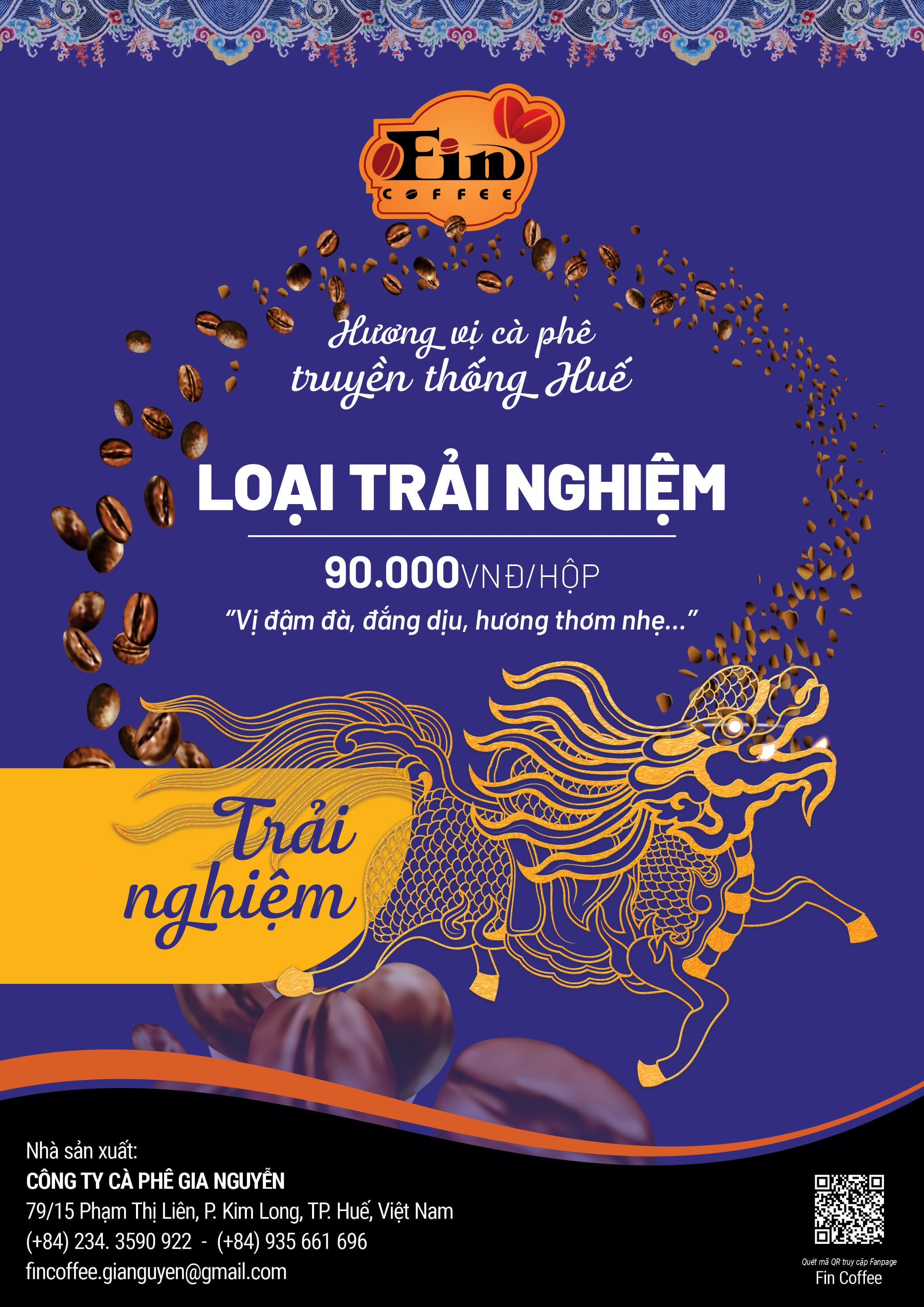 Quà tặng cà phê đặc sản Huế- Tứ Linh Trải Nghiệm, cà phê pha phin gu mạnh vừa.