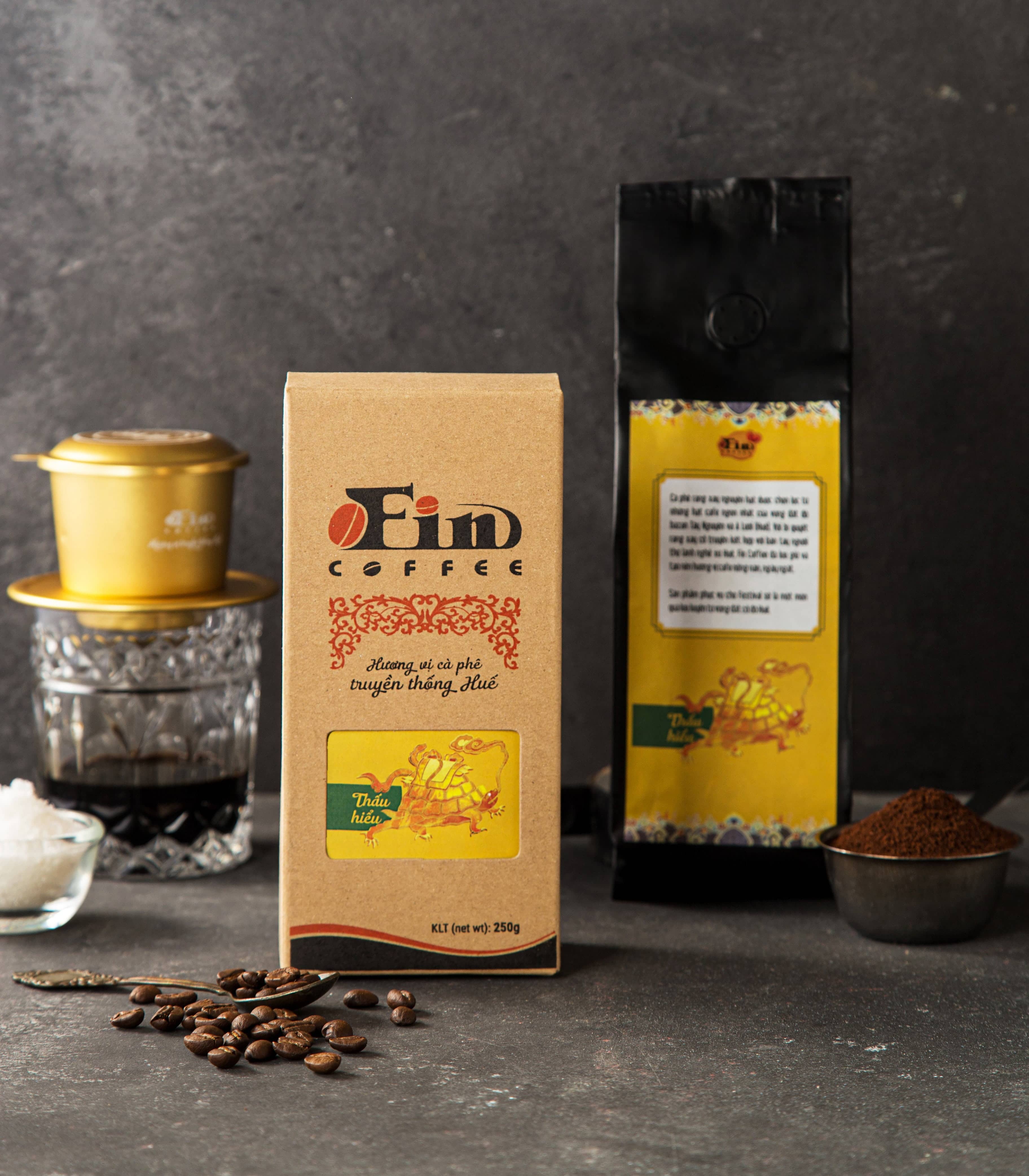 Quà tặng cà phê đặc sản Huế- Tứ Linh Thấu Hiểu, cà phê pha phin gu nhẹ.