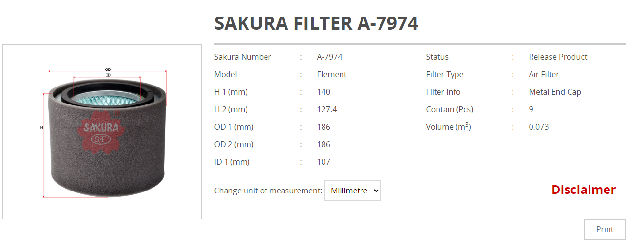 Lọc gió Sakura A-7974