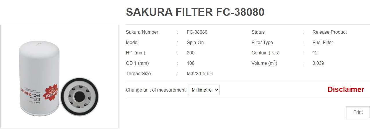 Lọc dầu vặn răng Sakura FC-38080