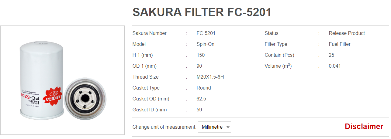Lọc dầu vặn răng Sakura FC-5201
