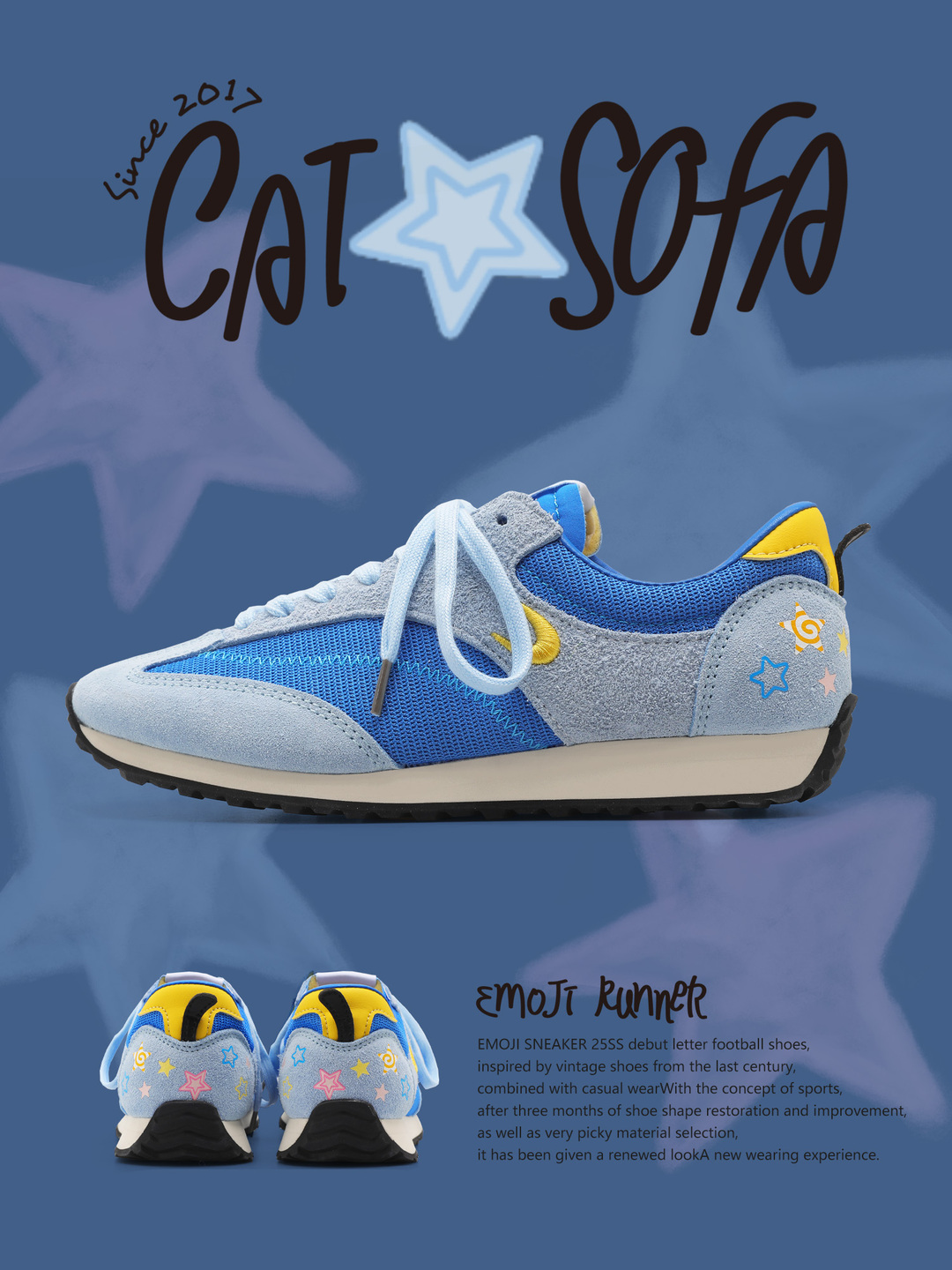 Giày Cat & Sofa Emoji Runner Blue 2025