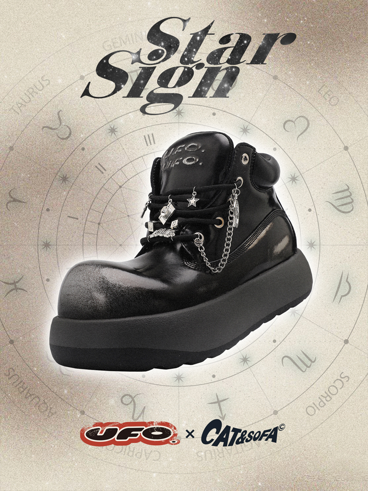 Giày Cat & Sofa UFO Boots All Black Silver