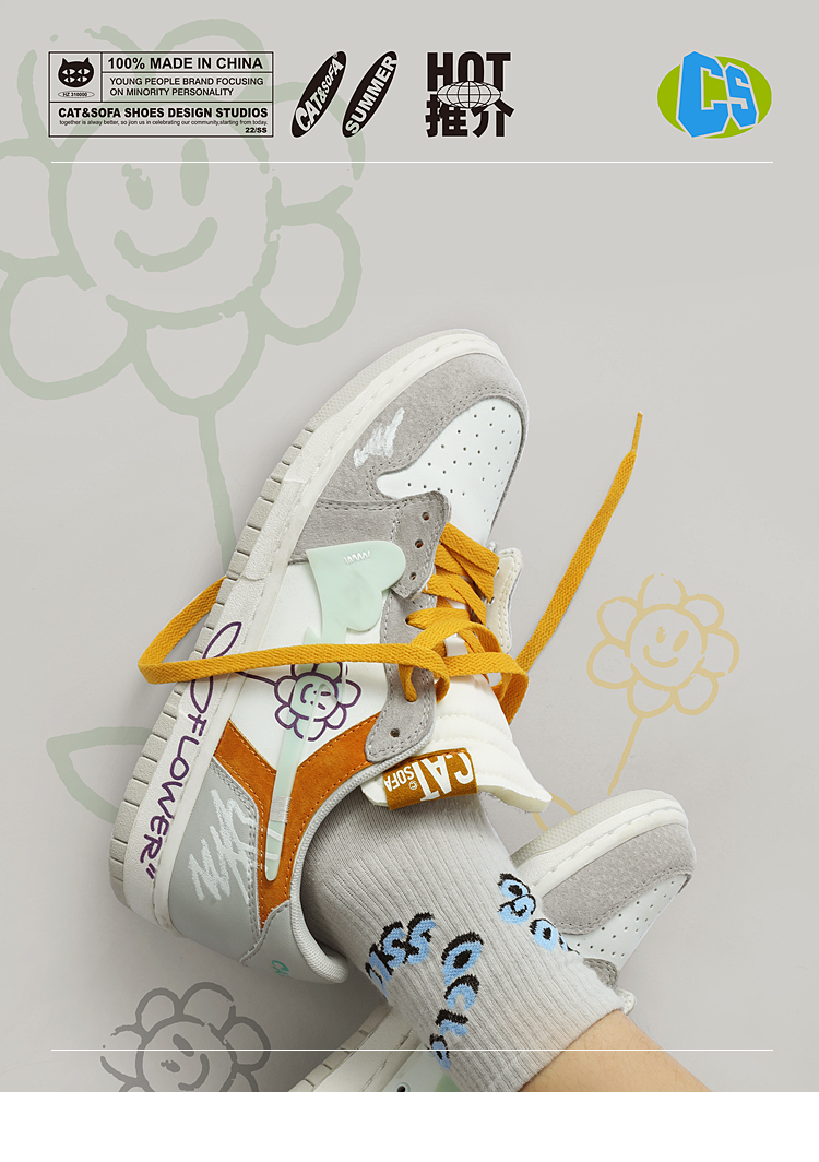 Giày Cat & Sofa Dunk Flower Grey