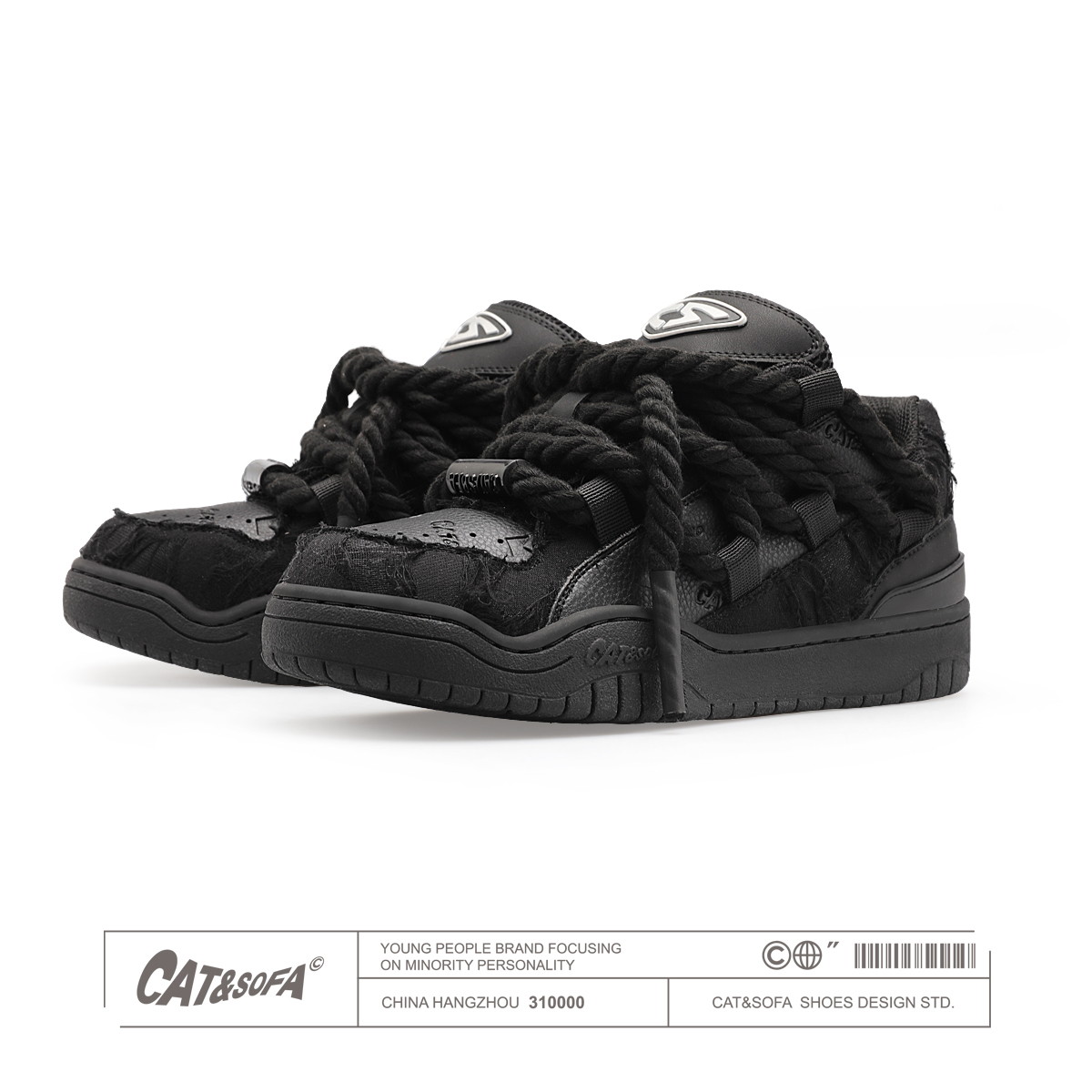 Giày Cat & Sofa Dread Locks Destruction Lace All Black