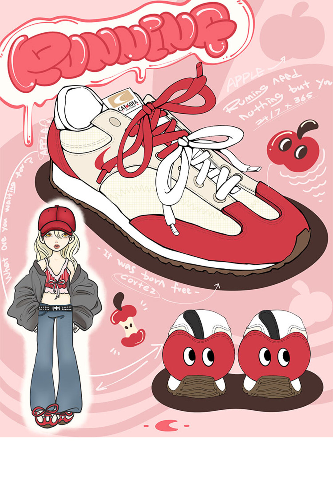 Giày Cat & Sofa Emoji Runner Red Apple 2025