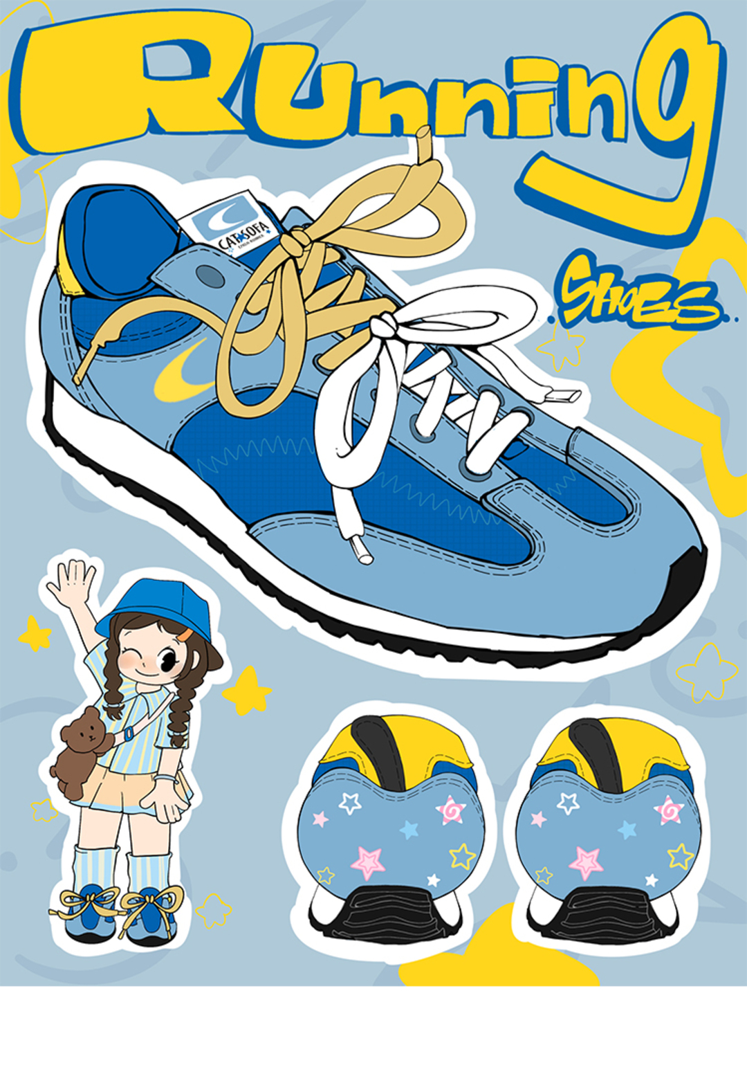 Giày Cat & Sofa Emoji Runner Blue 2025
