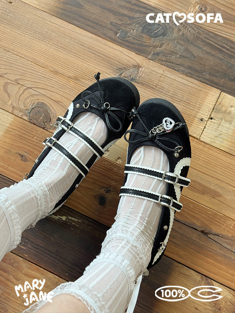 Giày Cat & Sofa Mary Jane Black Suede