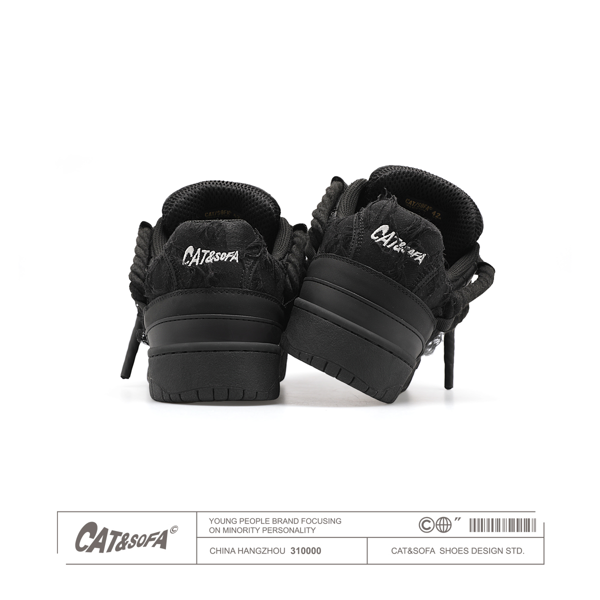 Giày Cat & Sofa Dread Locks Destruction Lace All Black