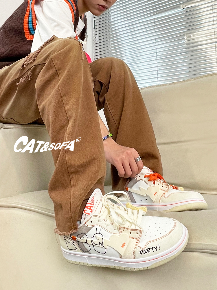 Giày Cat & Sofa Dunk Party White Orange